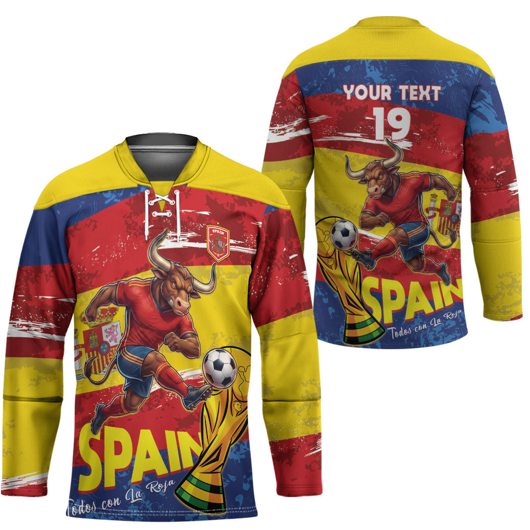 Spain National Football Custom Hockey Jersey Spanish Bull Trophy Todos con La Roja