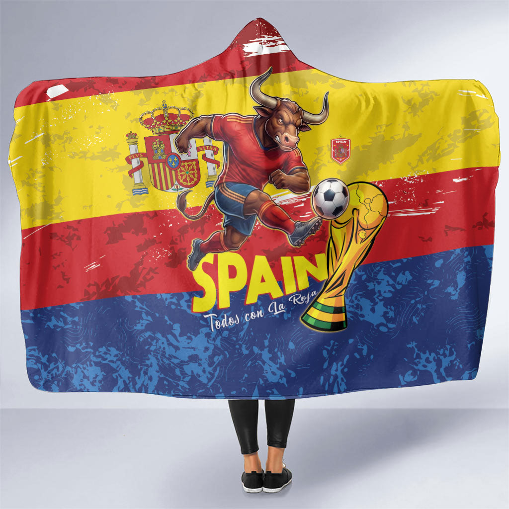 Spain National Football Hooded Blanket Spanish Bull Trophy Todos con La Roja