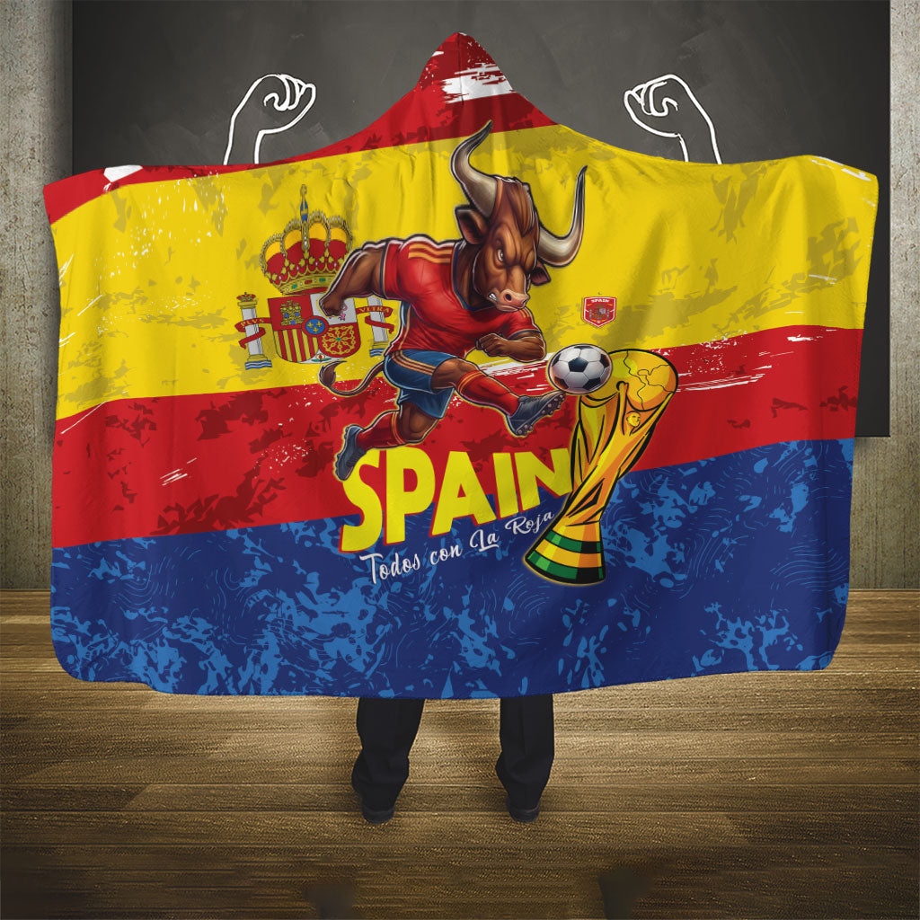 Spain National Football Hooded Blanket Spanish Bull Trophy Todos con La Roja