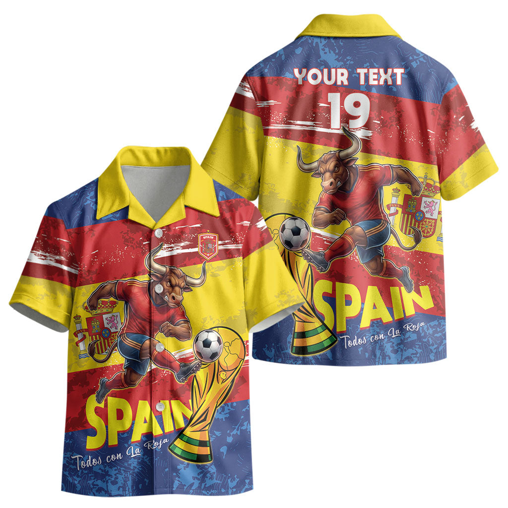 Spain National Football Custom Kid Hawaiian Shirt Spanish Bull Trophy Todos con La Roja