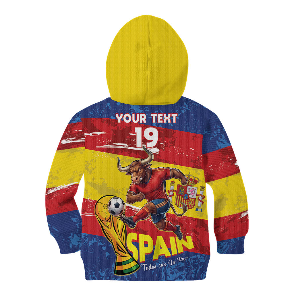 Spain National Football Custom Kid Hoodie Spanish Bull Trophy Todos con La Roja