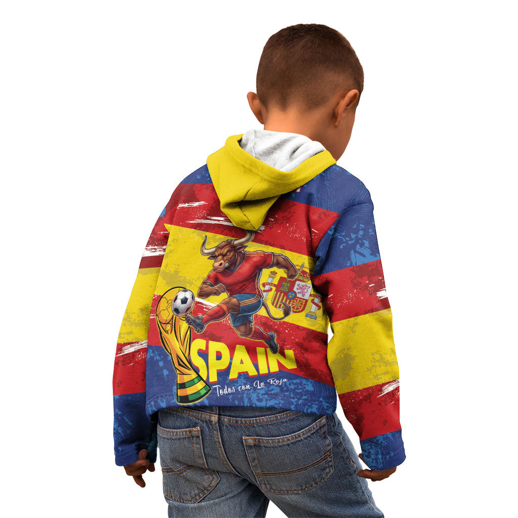 Spain National Football Custom Kid Hoodie Spanish Bull Trophy Todos con La Roja