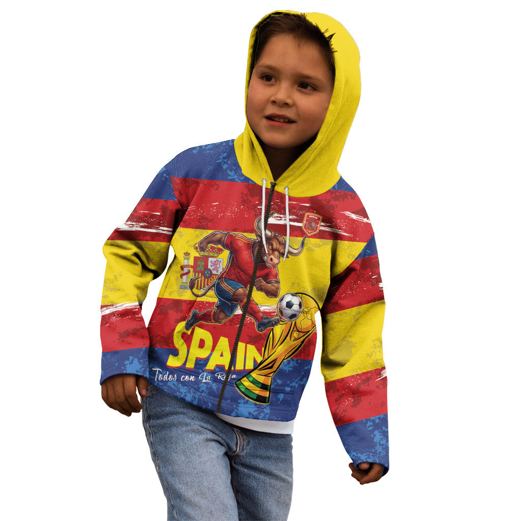 Spain National Football Custom Kid Hoodie Spanish Bull Trophy Todos con La Roja
