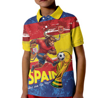 Spain National Football Custom Kid Polo Shirt Spanish Bull Trophy Todos con La Roja