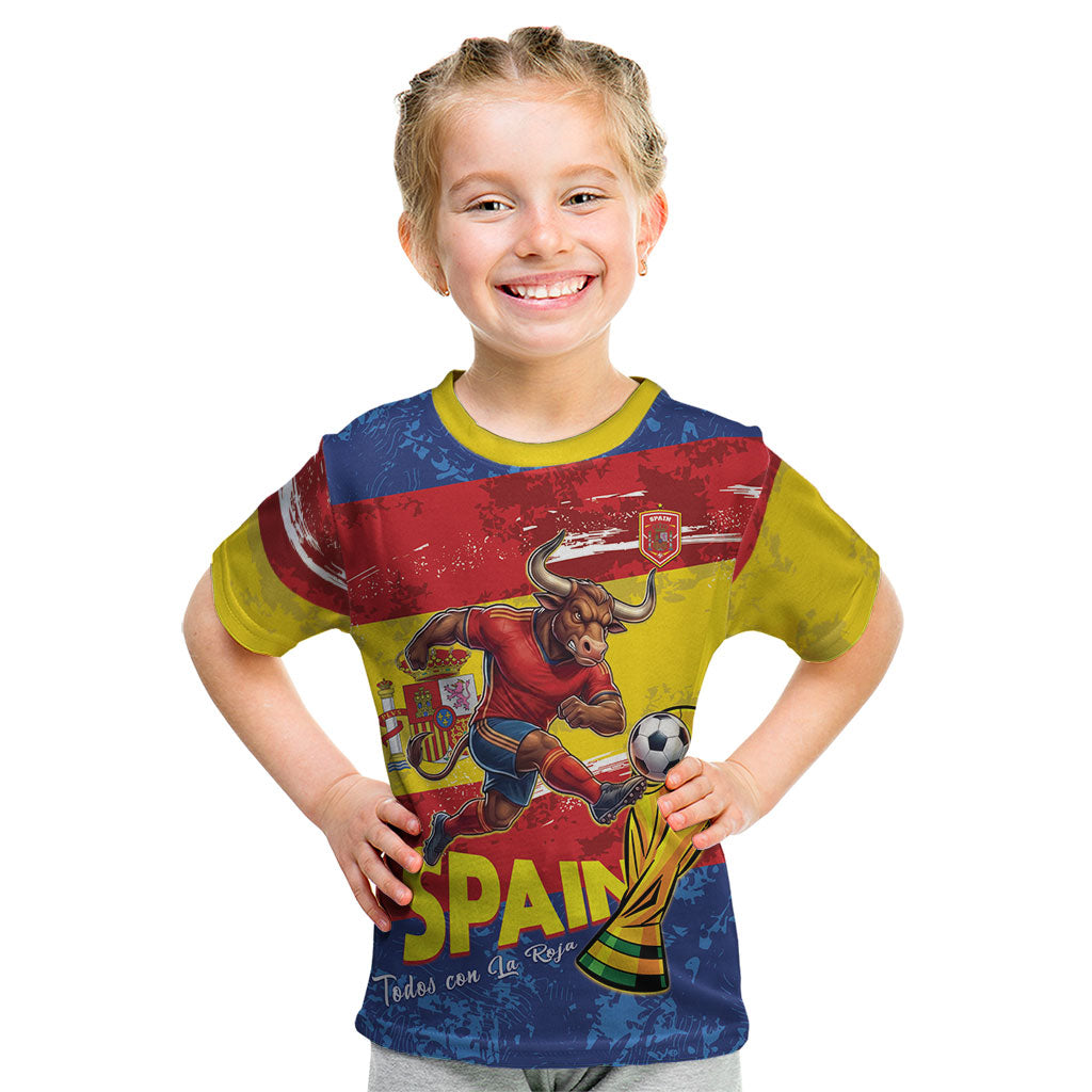 Spain National Football Custom Kid T Shirt Spanish Bull Trophy Todos con La Roja