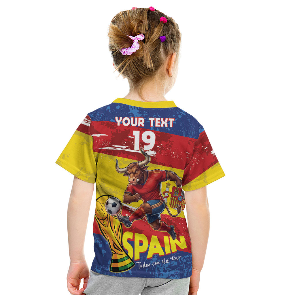 Spain National Football Custom Kid T Shirt Spanish Bull Trophy Todos con La Roja