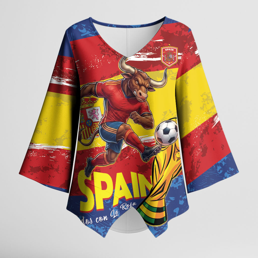 Spain National Football Custom Kimono Sleeve Blouse Spanish Bull Trophy Todos con La Roja