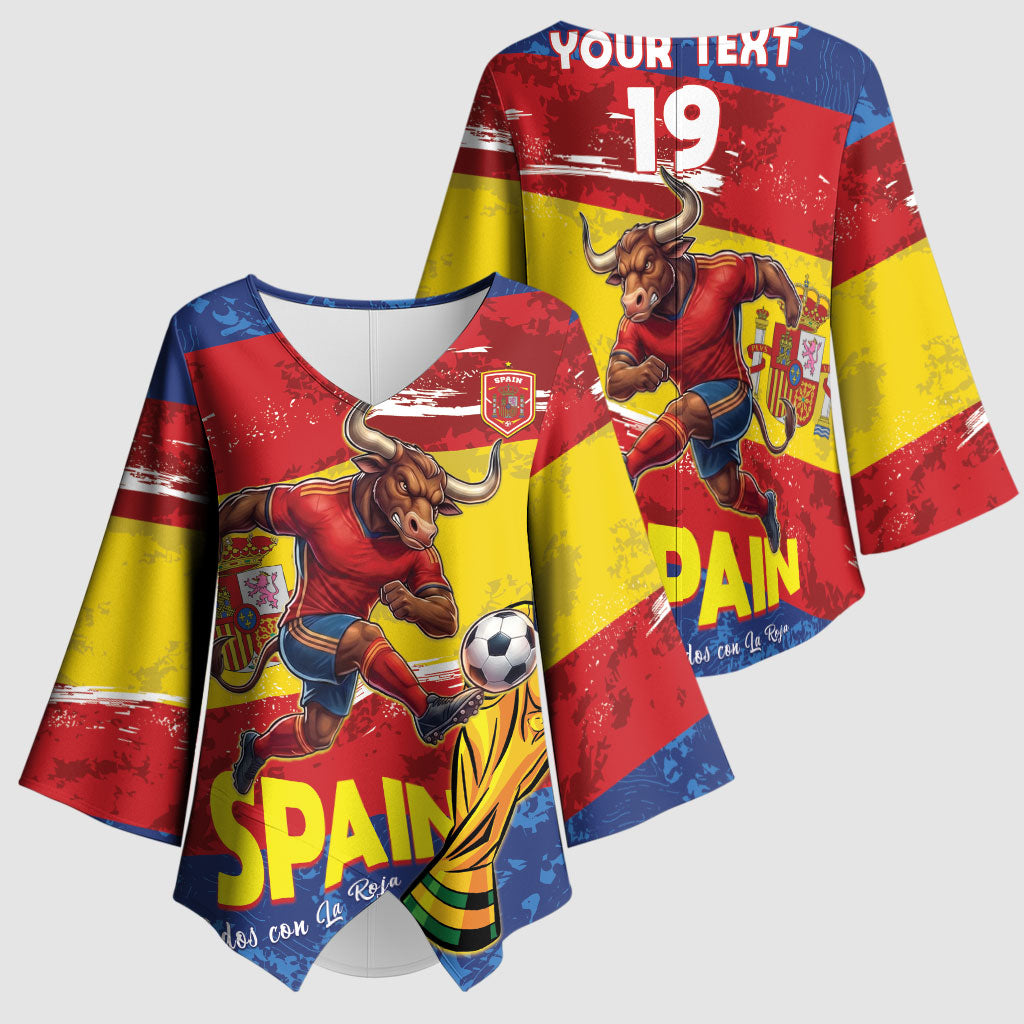 Spain National Football Custom Kimono Sleeve Blouse Spanish Bull Trophy Todos con La Roja