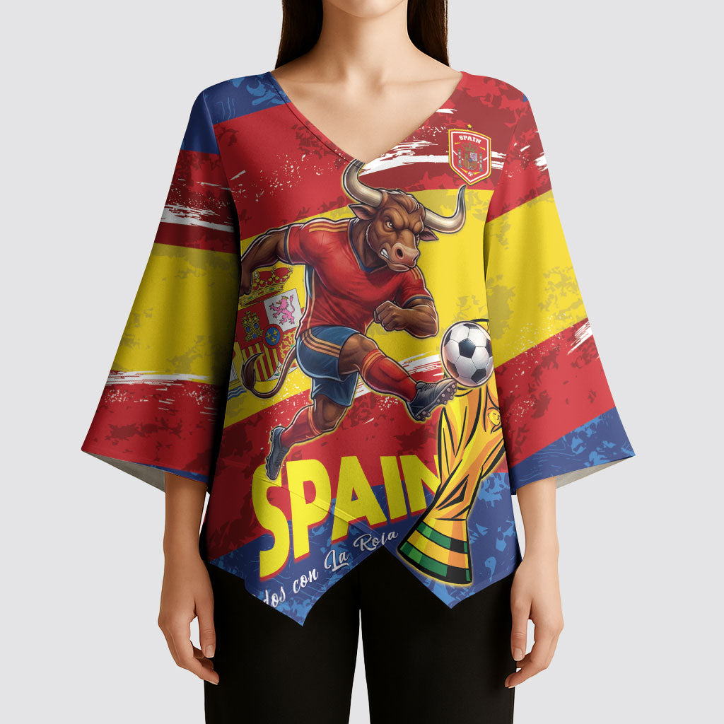 Spain National Football Custom Kimono Sleeve Blouse Spanish Bull Trophy Todos con La Roja