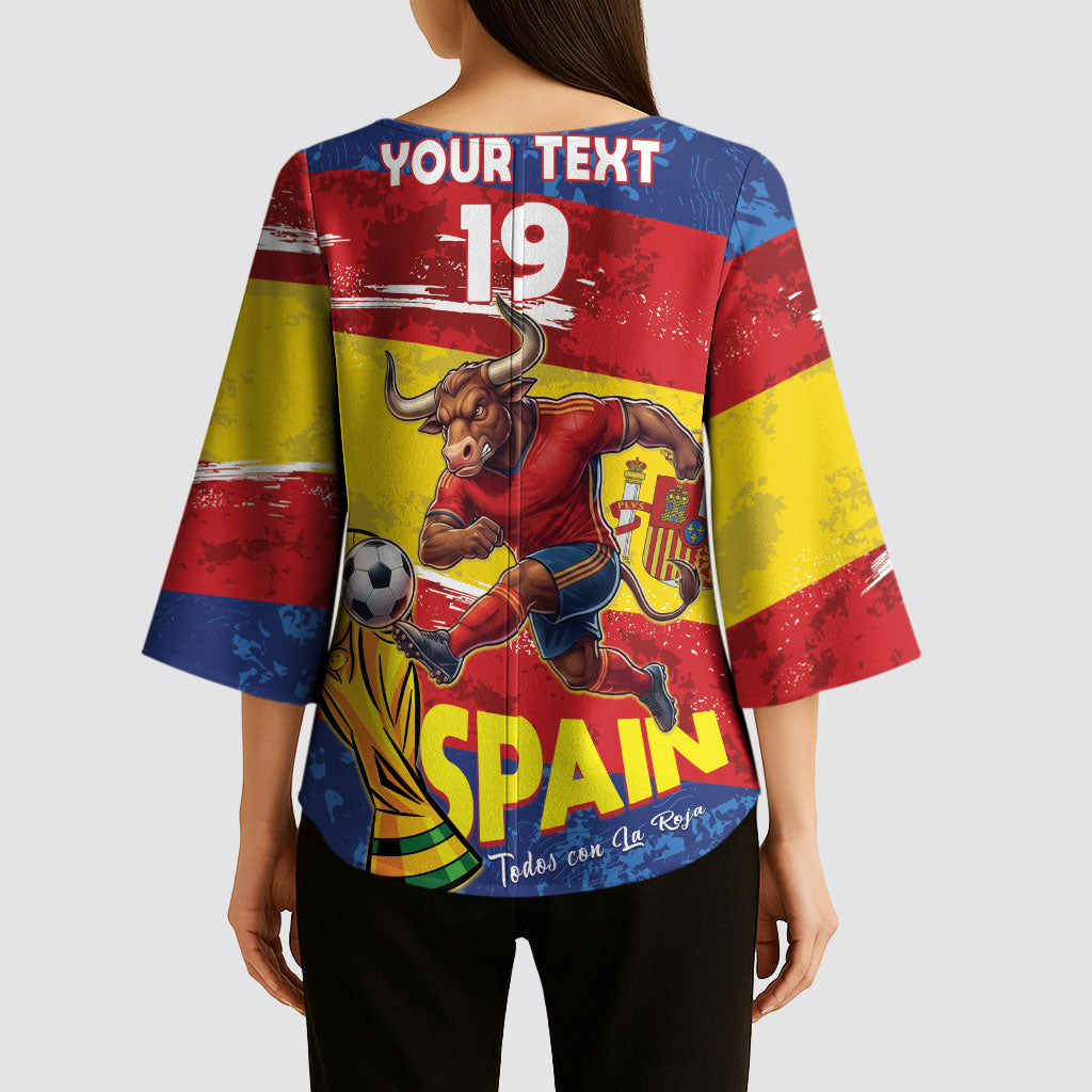Spain National Football Custom Kimono Sleeve Blouse Spanish Bull Trophy Todos con La Roja
