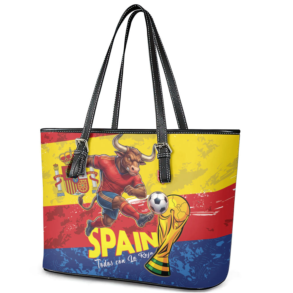Spain National Football Leather Tote Bag Spanish Bull Trophy Todos con La Roja