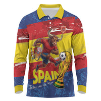 Spain National Football Custom Long Sleeve Polo Shirt Spanish Bull Trophy Todos con La Roja