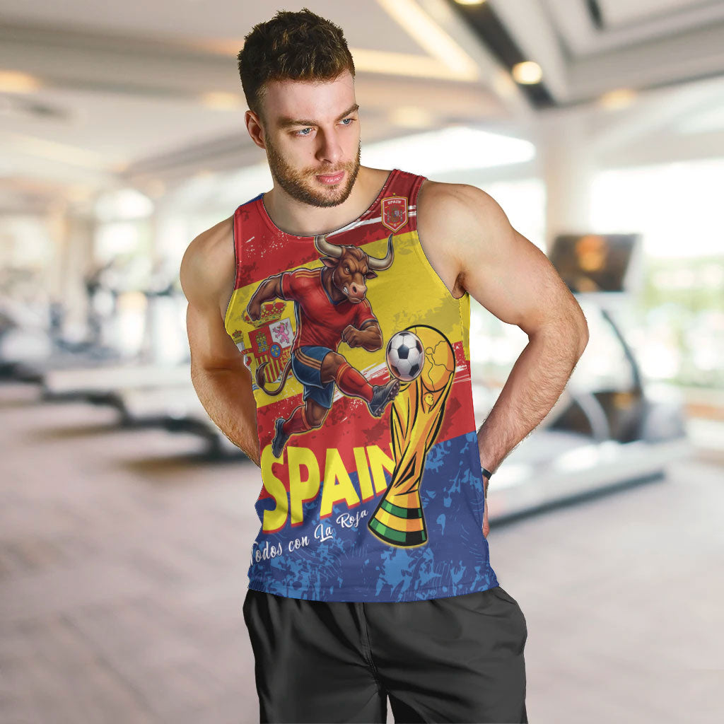 Spain National Football Custom Men Tank Top Spanish Bull Trophy Todos con La Roja