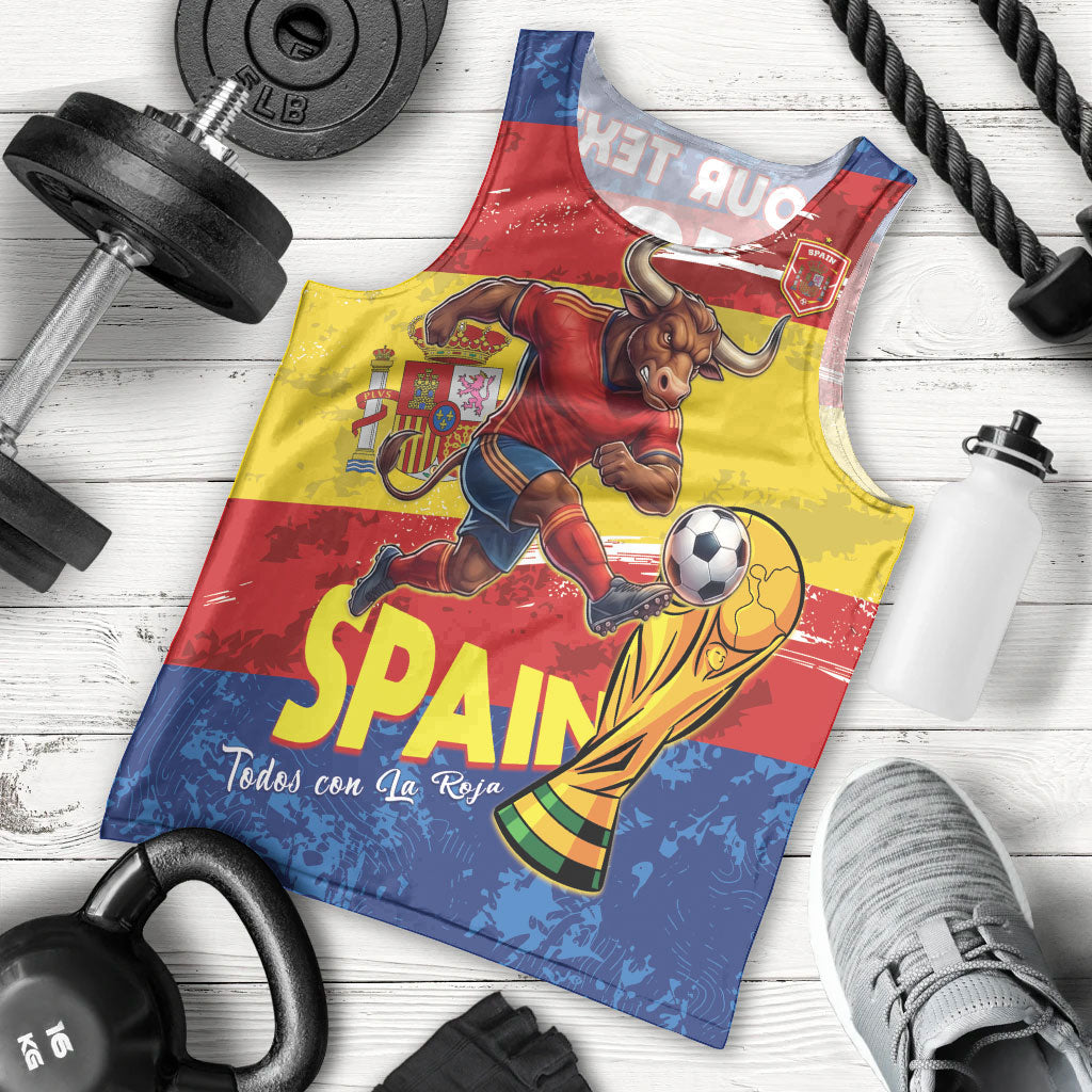 Spain National Football Custom Men Tank Top Spanish Bull Trophy Todos con La Roja