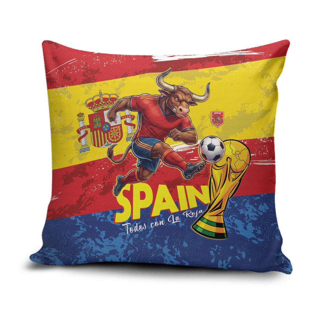 Spain National Football Pillow Cover Spanish Bull Trophy Todos con La Roja