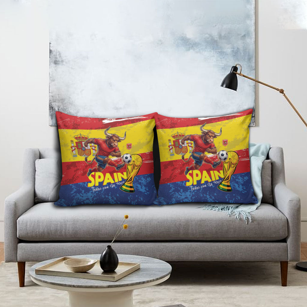 Spain National Football Pillow Cover Spanish Bull Trophy Todos con La Roja