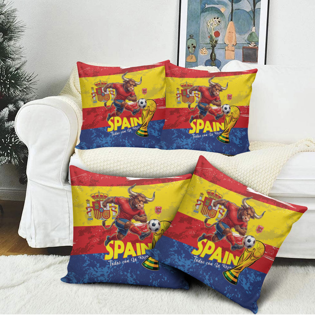 Spain National Football Pillow Cover Spanish Bull Trophy Todos con La Roja