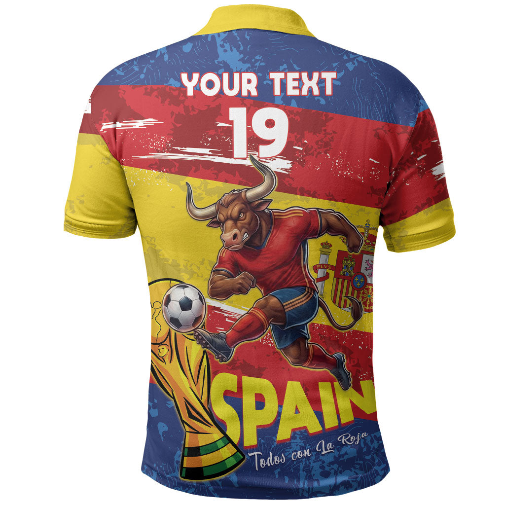Spain National Football Custom Polo Shirt Spanish Bull Trophy Todos con La Roja