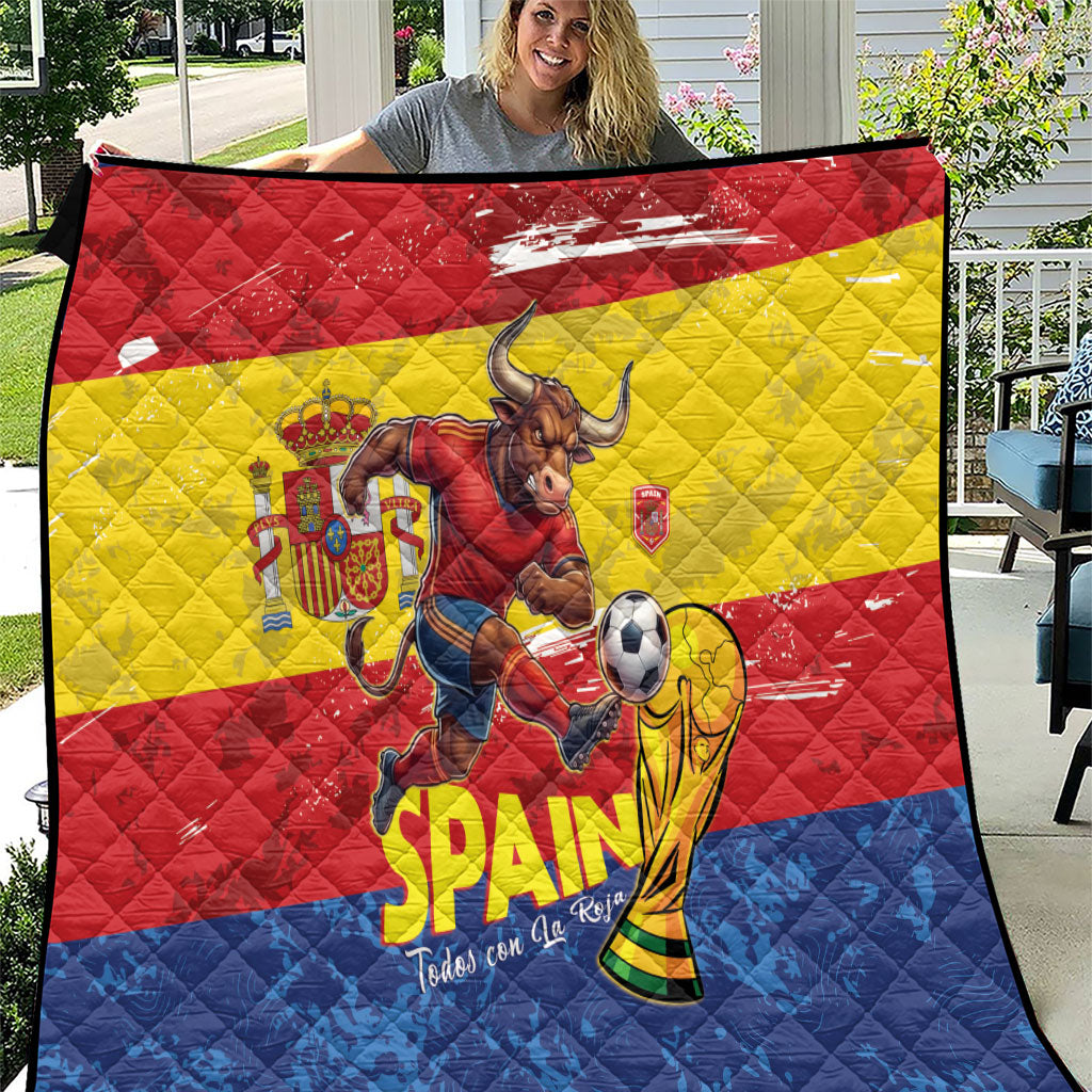 Spain National Football Quilt Spanish Bull Trophy Todos con La Roja
