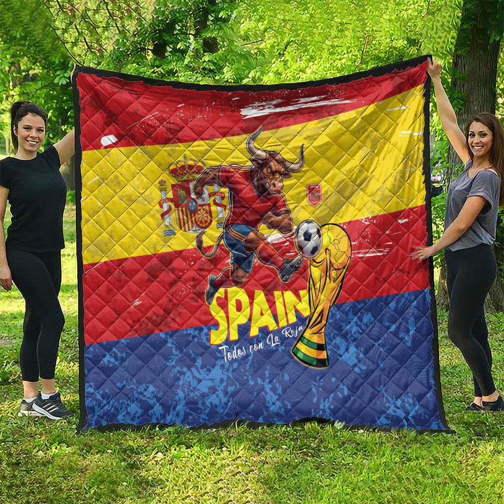 Spain National Football Quilt Spanish Bull Trophy Todos con La Roja