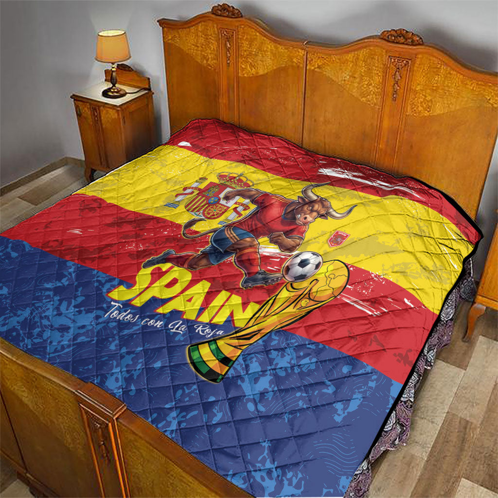 Spain National Football Quilt Spanish Bull Trophy Todos con La Roja