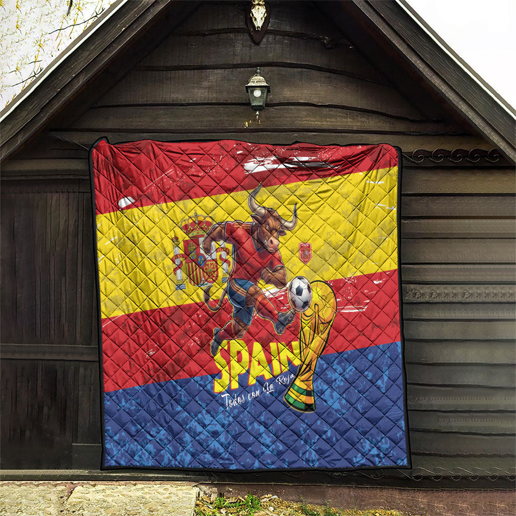 Spain National Football Quilt Spanish Bull Trophy Todos con La Roja