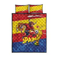 Spain National Football Quilt Bed Set Spanish Bull Trophy Todos con La Roja