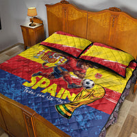 Spain National Football Quilt Bed Set Spanish Bull Trophy Todos con La Roja