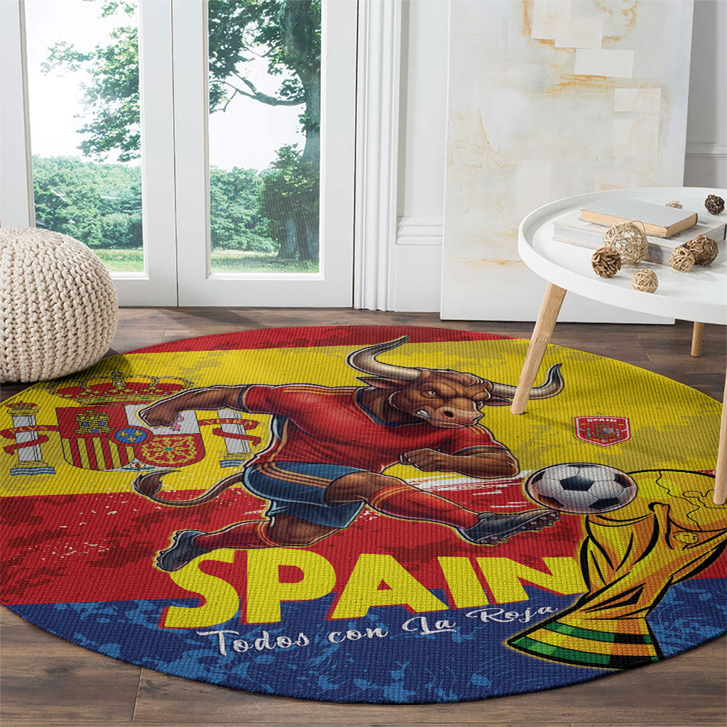 Spain National Football Round Carpet Spanish Bull Trophy Todos con La Roja