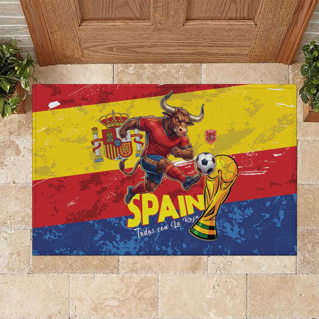 Spain National Football Rubber Doormat Spanish Bull Trophy Todos con La Roja