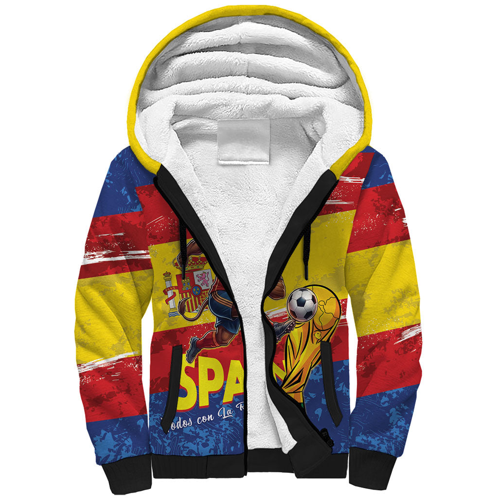 Spain National Football Custom Sherpa Hoodie Spanish Bull Trophy Todos con La Roja