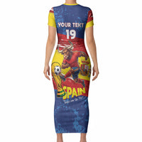 Spain National Football Custom Short Sleeve Bodycon Dress Spanish Bull Trophy Todos con La Roja