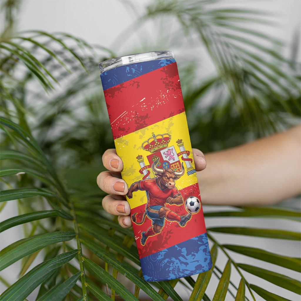 Spain National Football Skinny Tumbler Spanish Bull Trophy Todos con La Roja
