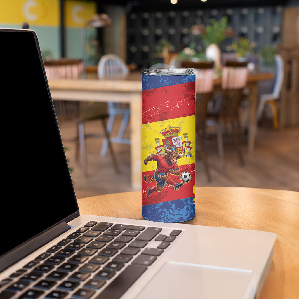 Spain National Football Skinny Tumbler Spanish Bull Trophy Todos con La Roja