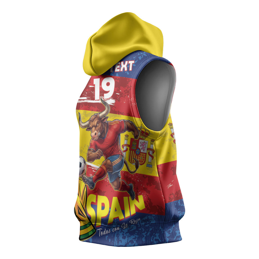 Spain National Football Custom Sleeveless Hoodie Spanish Bull Trophy Todos con La Roja