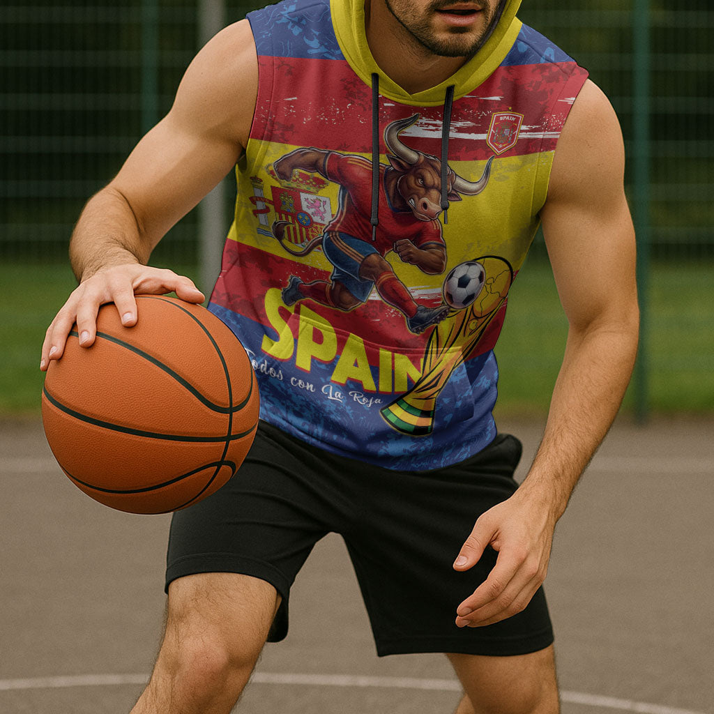 Spain National Football Custom Sleeveless Hoodie Spanish Bull Trophy Todos con La Roja