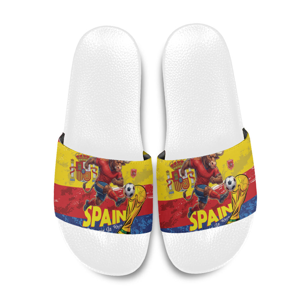Spain National Football Slide Sandals Spanish Bull Trophy Todos con La Roja