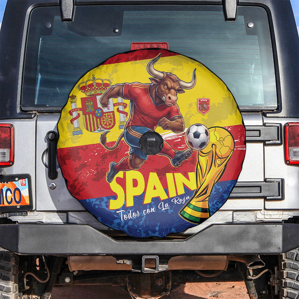 Spain National Football Spare Tire Cover Spanish Bull Trophy Todos con La Roja