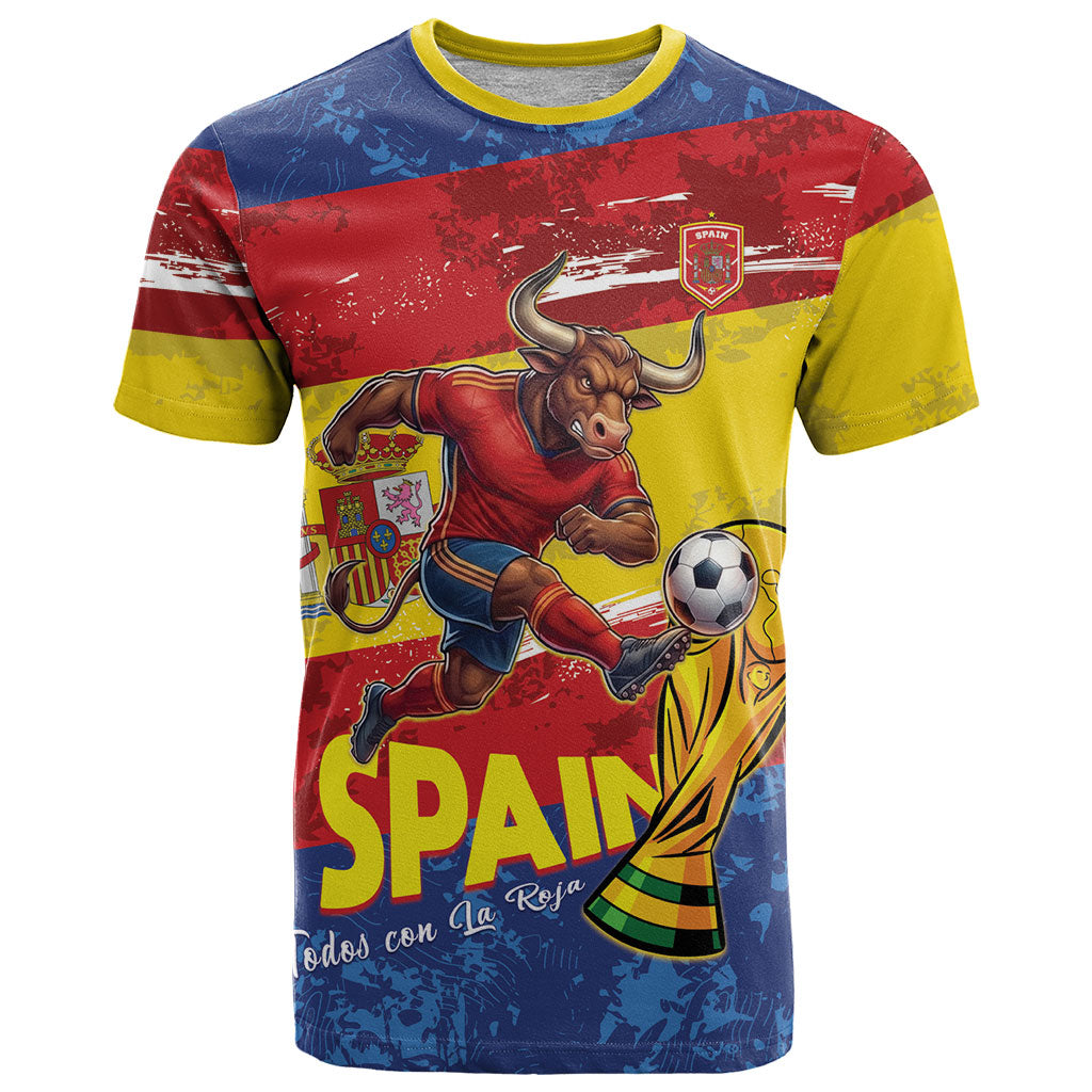 Spain National Football Custom T Shirt Spanish Bull Trophy Todos con La Roja