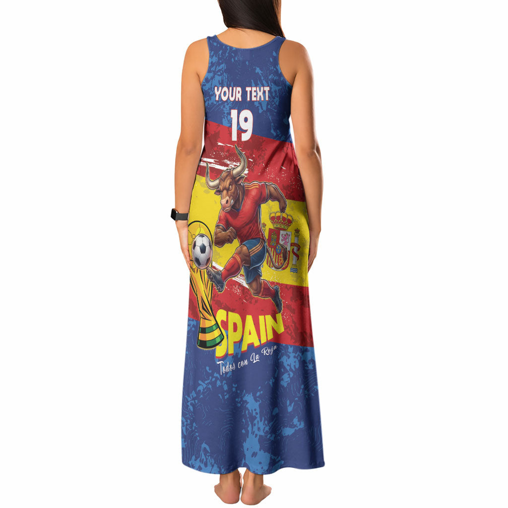 Spain National Football Custom Tank Maxi Dress Spanish Bull Trophy Todos con La Roja