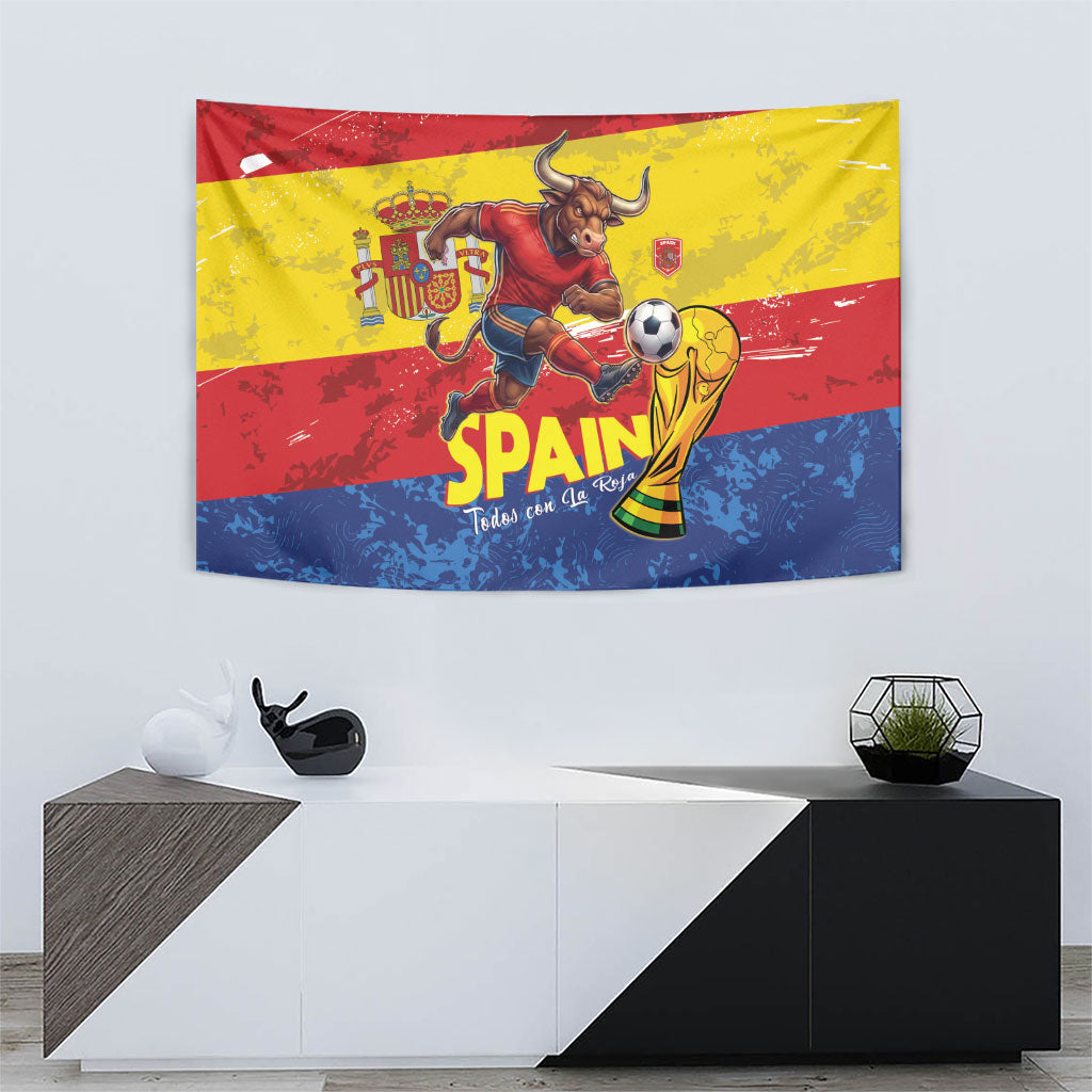 Spain National Football Tapestry Spanish Bull Trophy Todos con La Roja