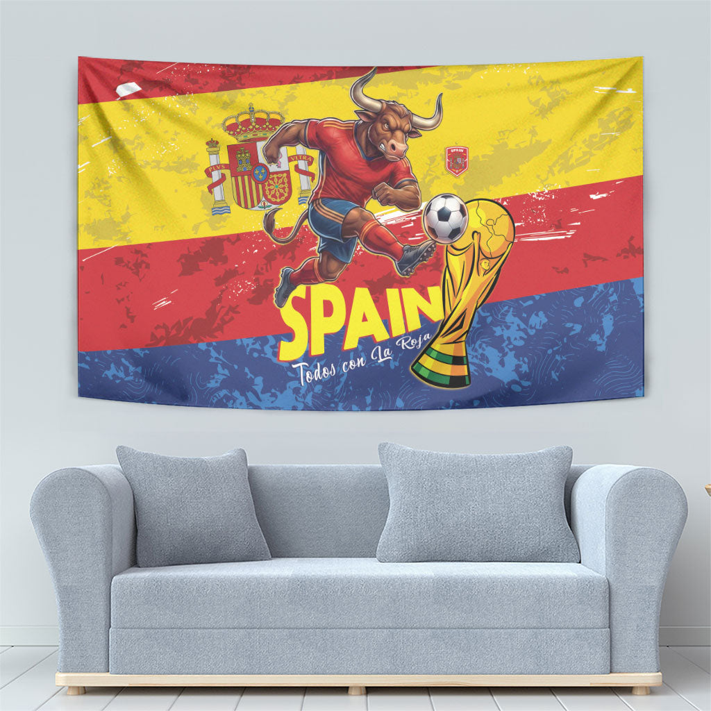 Spain National Football Tapestry Spanish Bull Trophy Todos con La Roja
