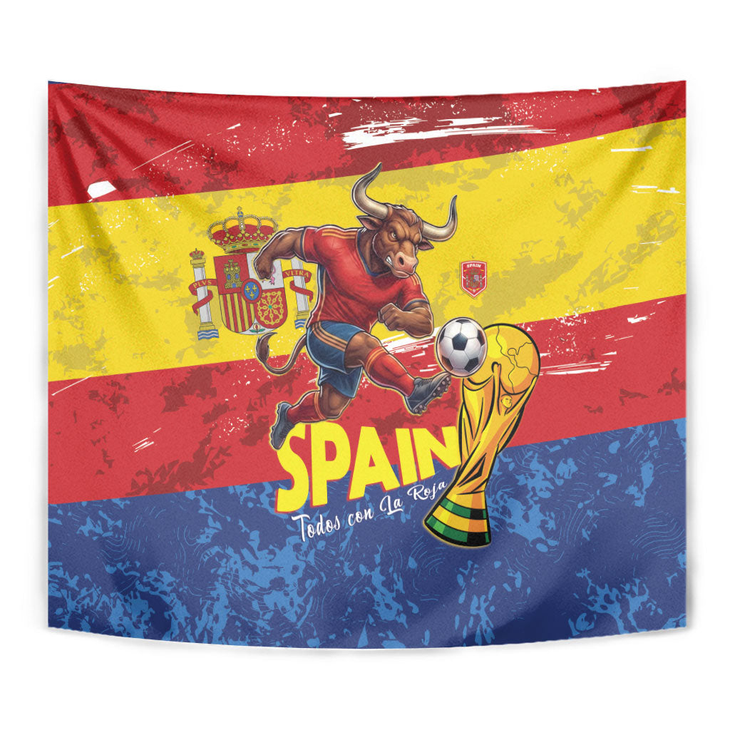 Spain National Football Tapestry Spanish Bull Trophy Todos con La Roja