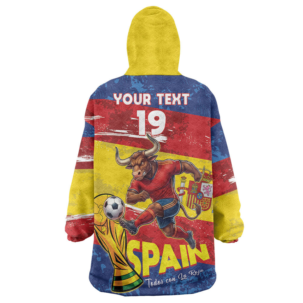 Spain National Football Custom Wearable Blanket Hoodie Spanish Bull Trophy Todos con La Roja