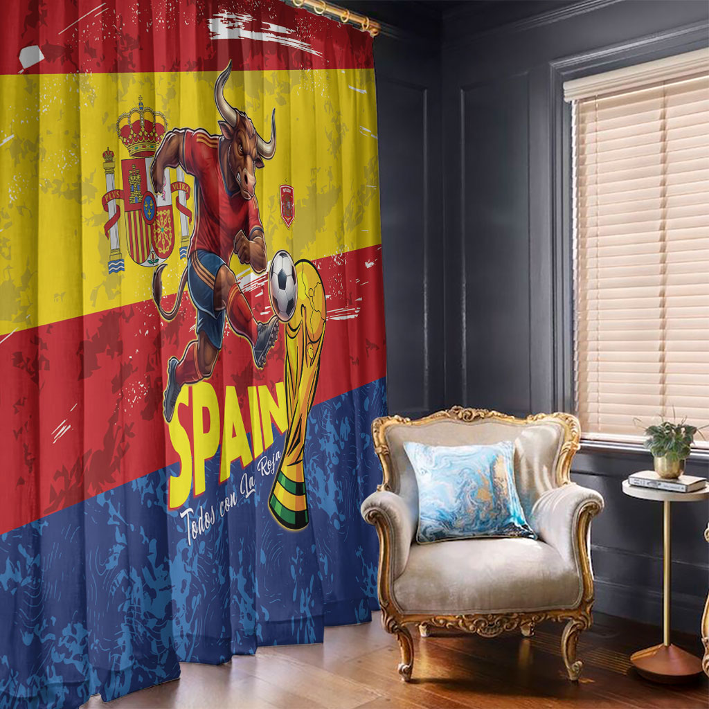 Spain National Football Window Curtain Spanish Bull Trophy Todos con La Roja