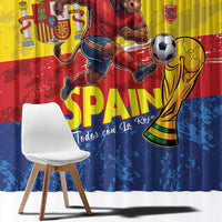 Spain National Football Window Curtain Spanish Bull Trophy Todos con La Roja