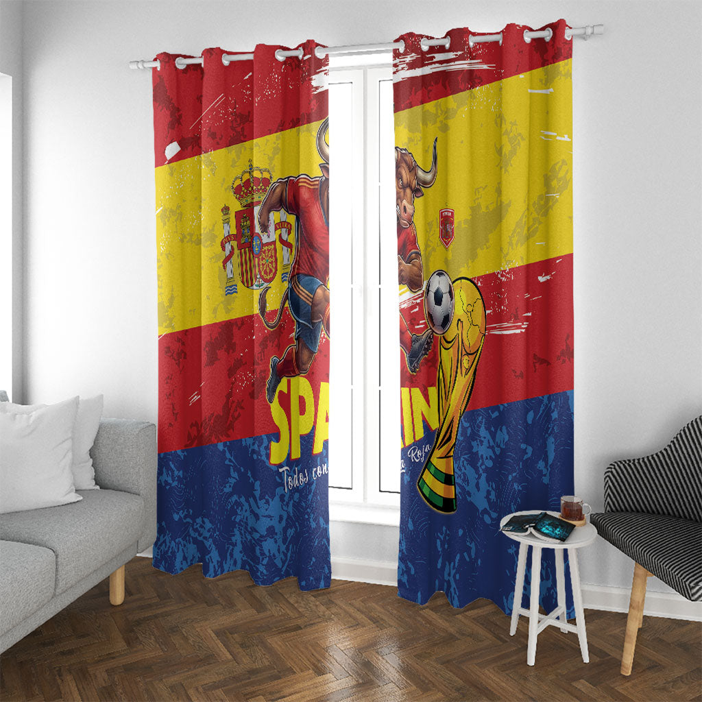 Spain National Football Window Curtain Spanish Bull Trophy Todos con La Roja