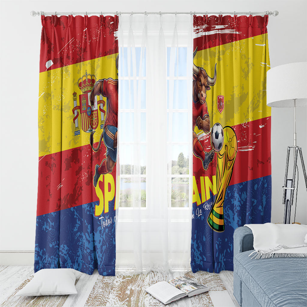 Spain National Football Window Curtain Spanish Bull Trophy Todos con La Roja