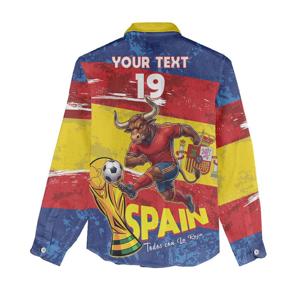 Spain National Football Custom Women Casual Shirt Spanish Bull Trophy Todos con La Roja
