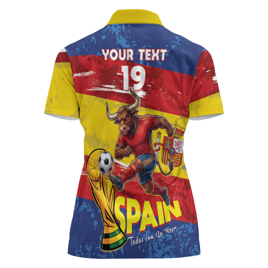 Spain National Football Custom Women Polo Shirt Spanish Bull Trophy Todos con La Roja